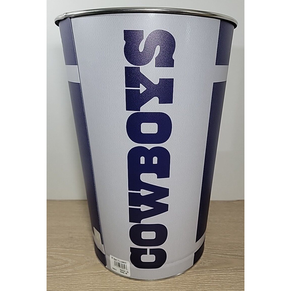 NFL Dallas Cowboys 15" Metal Wastebasket Football Trash Can New/Unused